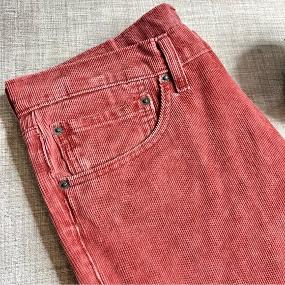 Levi’s 511 slim fit white tab terracotta colored narrow wale corduroys, 34x31.5”